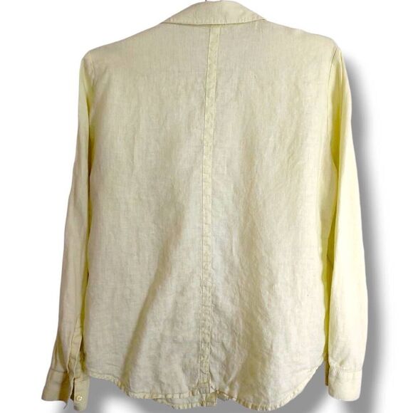 Autograph Womens Top Sz 8 Butter Yellow Linen Blouse Button Preppy Coastalcore - Picture 9 of 10
